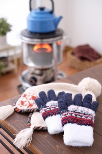 冬、暖房、手袋、ストーブ