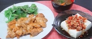 押切もえの照りマヨチキンと冷やっこ