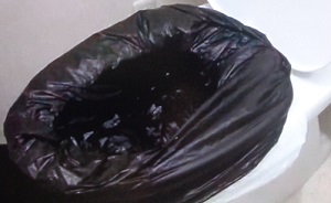 災害時のトイレ、便器