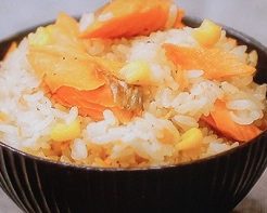 秋鮭コーンの炊き込みご飯