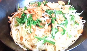 シブ5時：栗原心平さんの水菜としらすのアーリオ・オーリオのレシピ