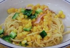 夏野菜とうもろこしのパスタ