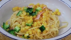 夏野菜とうもろこしのパスタ