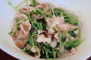 上沼恵美子のおしゃべりクッキング：豆苗と豚肉の梅和えのレシピ！簡単スピードメニュー
